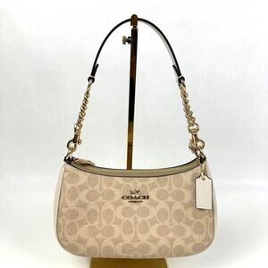 NWT Coach Teri Shoulder Bag In Signature Canvas in Sand/Chalk CV933